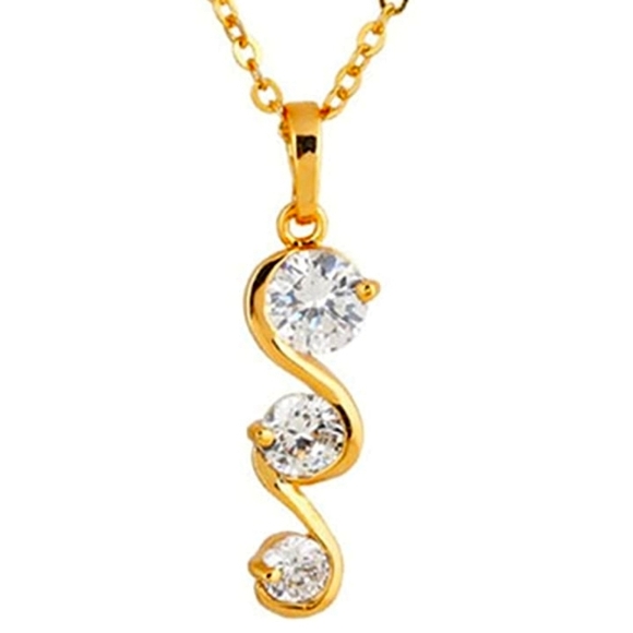 18K Gold & Triple CZ Journey Necklace NWT - Picture 2 of 5